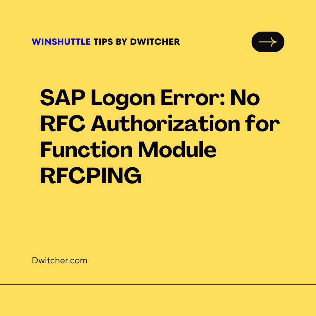 You are currently viewing No RFC Authorization for Function Module RFCPING