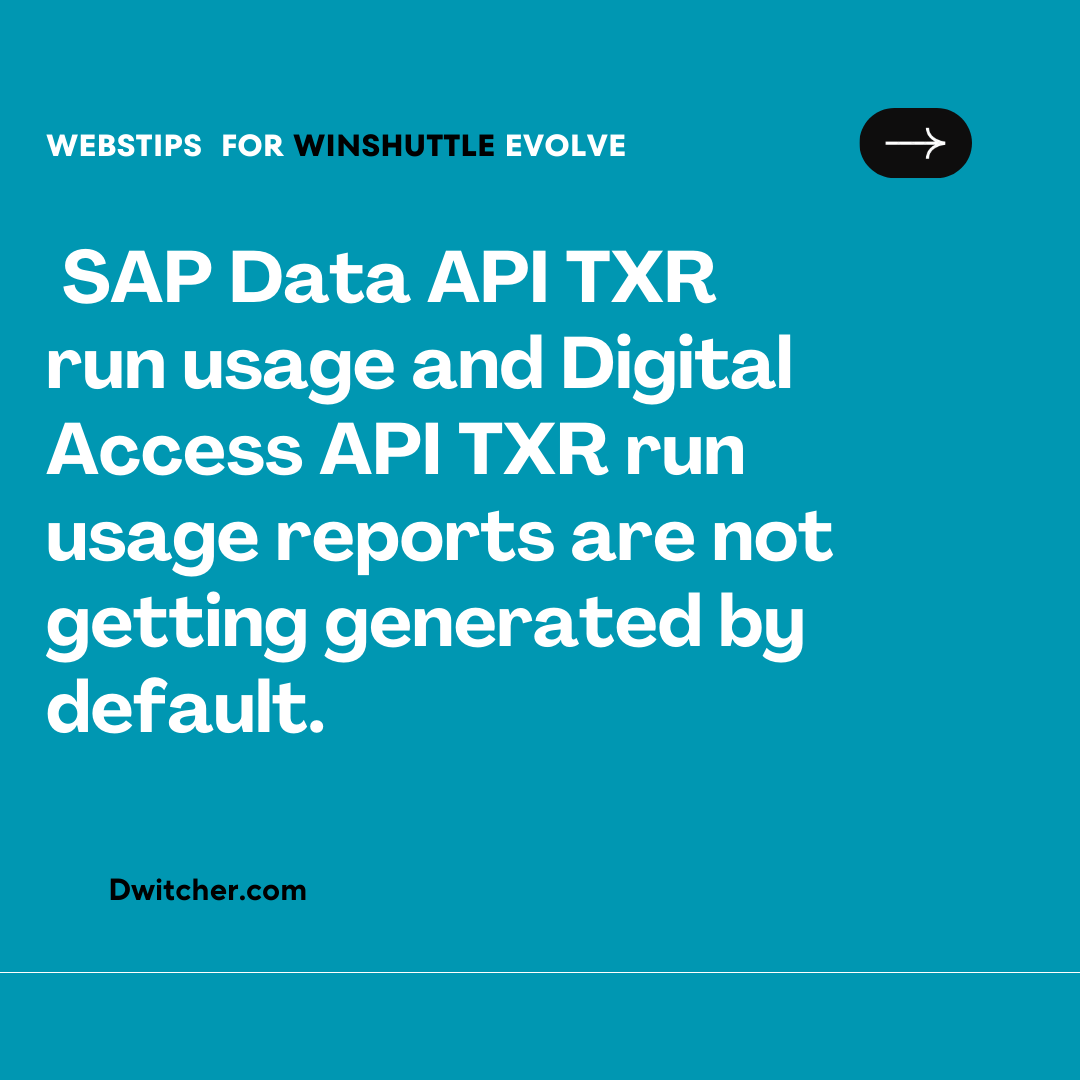 You are currently viewing During the Upgrade from 20.0/20.1 to 20.2 GA/20.2.2: SAP Data API TXR run usage and Digital Access API TXR run usage reports are not getting generated by default.